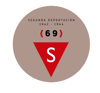 Triángulo rojo de los presos políticos, con la S de Spanier (español)